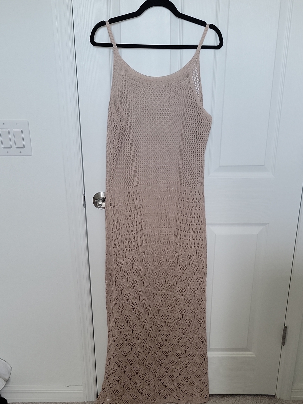 Boho Crochet Knit Maxi Dress Sleeveless Open Weave Resort Cover Up XXL